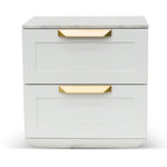 Ex Display - Nelda Bedside Table - White with Marble Top Bedside Table Century-Core