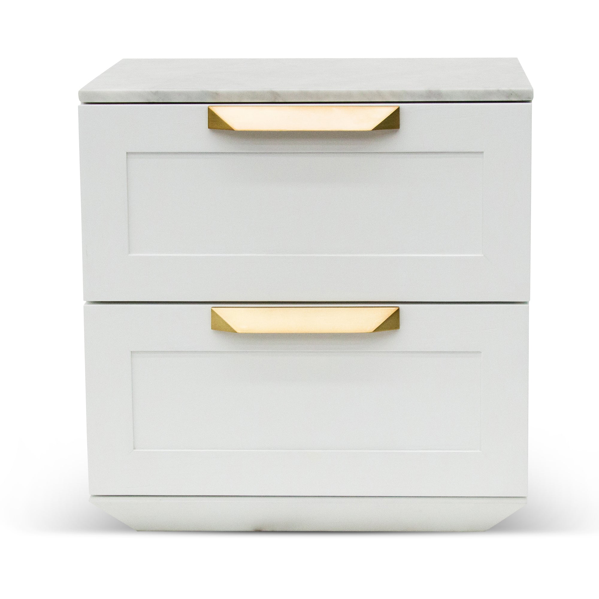Ex Display - Nelda Bedside Table - White with Marble Top Bedside Table Century-Core