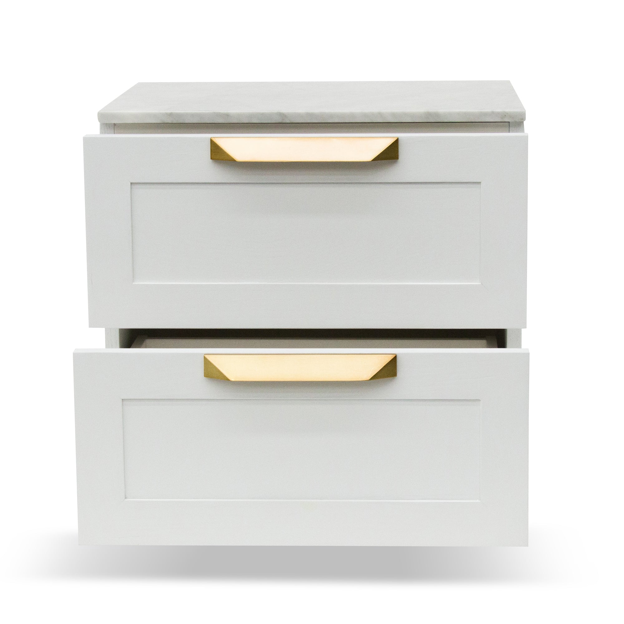 Ex Display - Nelda Bedside Table - White with Marble Top Bedside Table Century-Core
