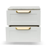 Ex Display - Nelda Bedside Table - White with Marble Top Bedside Table Century-Core