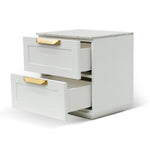 Ex Display - Nelda Bedside Table - White with Marble Top Bedside Table Century-Core