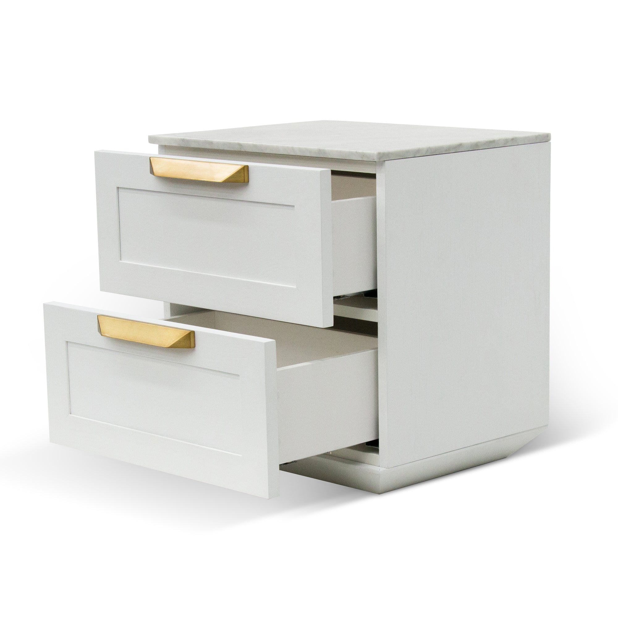 Ex Display - Nelda Bedside Table - White with Marble Top Bedside Table Century-Core