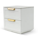 Ex Display - Nelda Bedside Table - White with Marble Top Bedside Table Century-Core