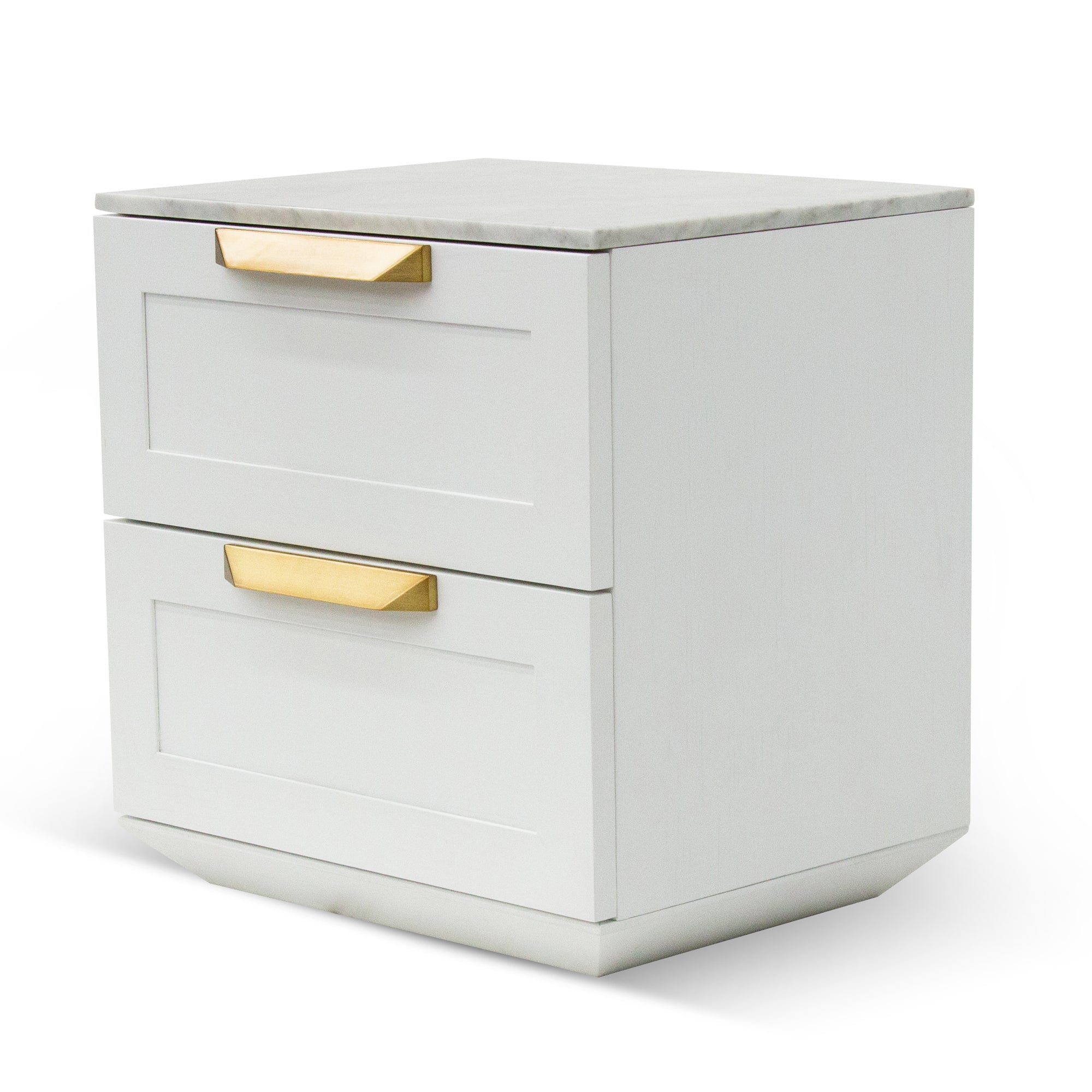 Ex Display - Nelda Bedside Table - White with Marble Top Bedside Table Century-Core