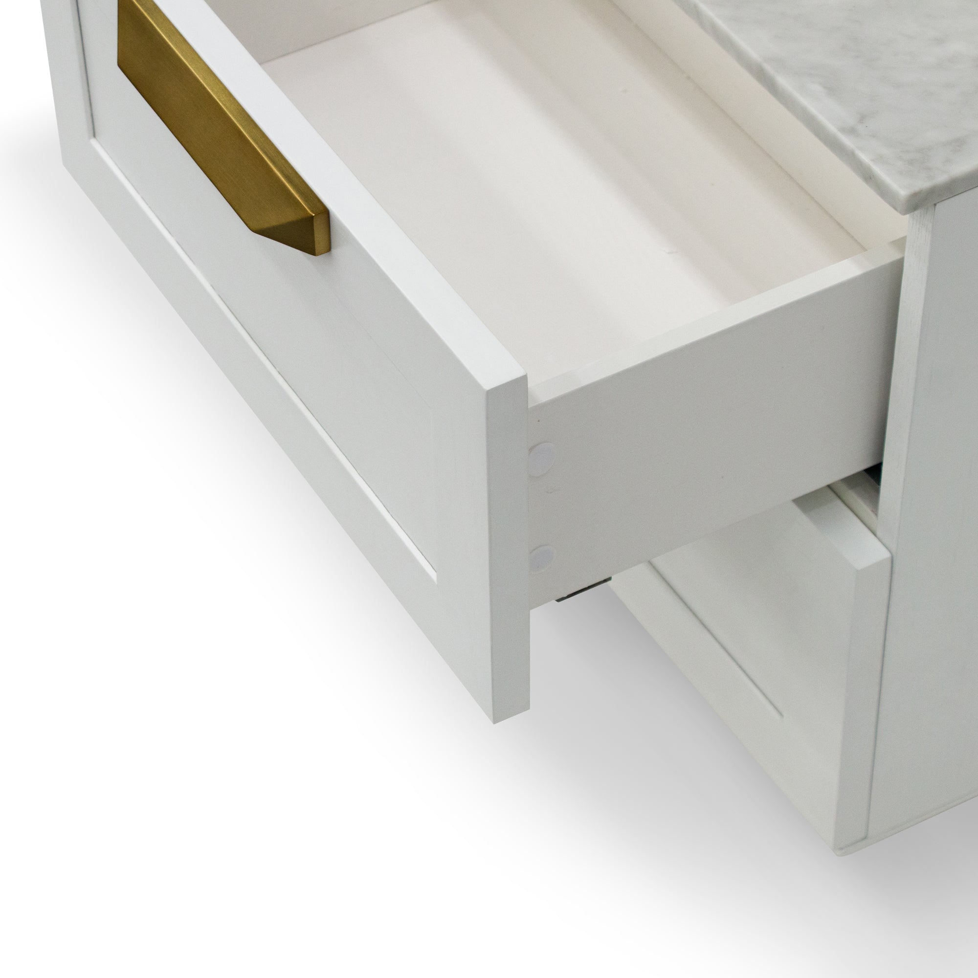 Ex Display - Nelda Bedside Table - White with Marble Top Bedside Table Century-Core