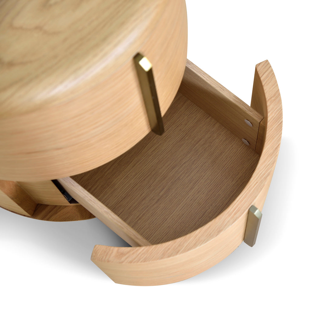 Ex Display - Leonard 46cm Round Bedside Table - Natural Bedside Table Century-Core
