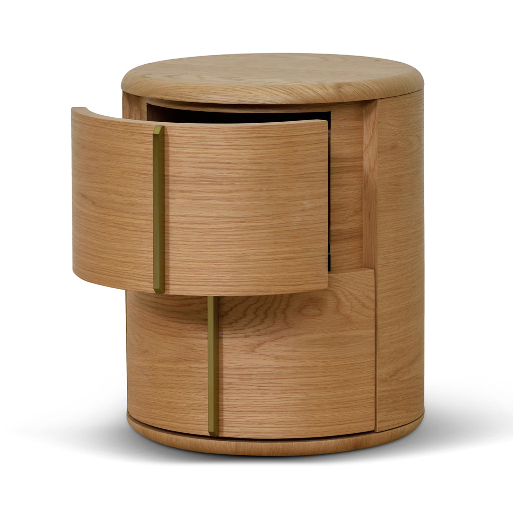 Ex Display - Leonard 46cm Round Bedside Table - Natural Bedside Table Century-Core
