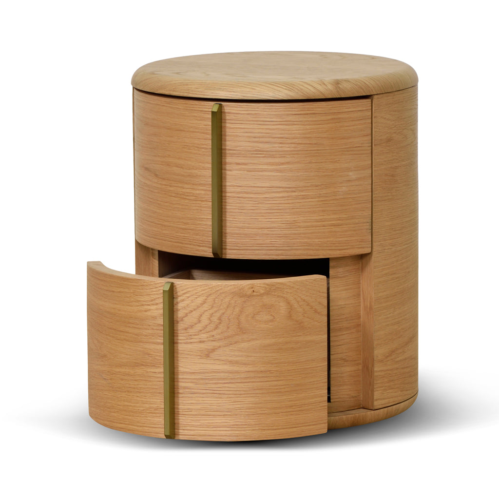 Ex Display - Leonard 46cm Round Bedside Table - Natural Bedside Table Century-Core