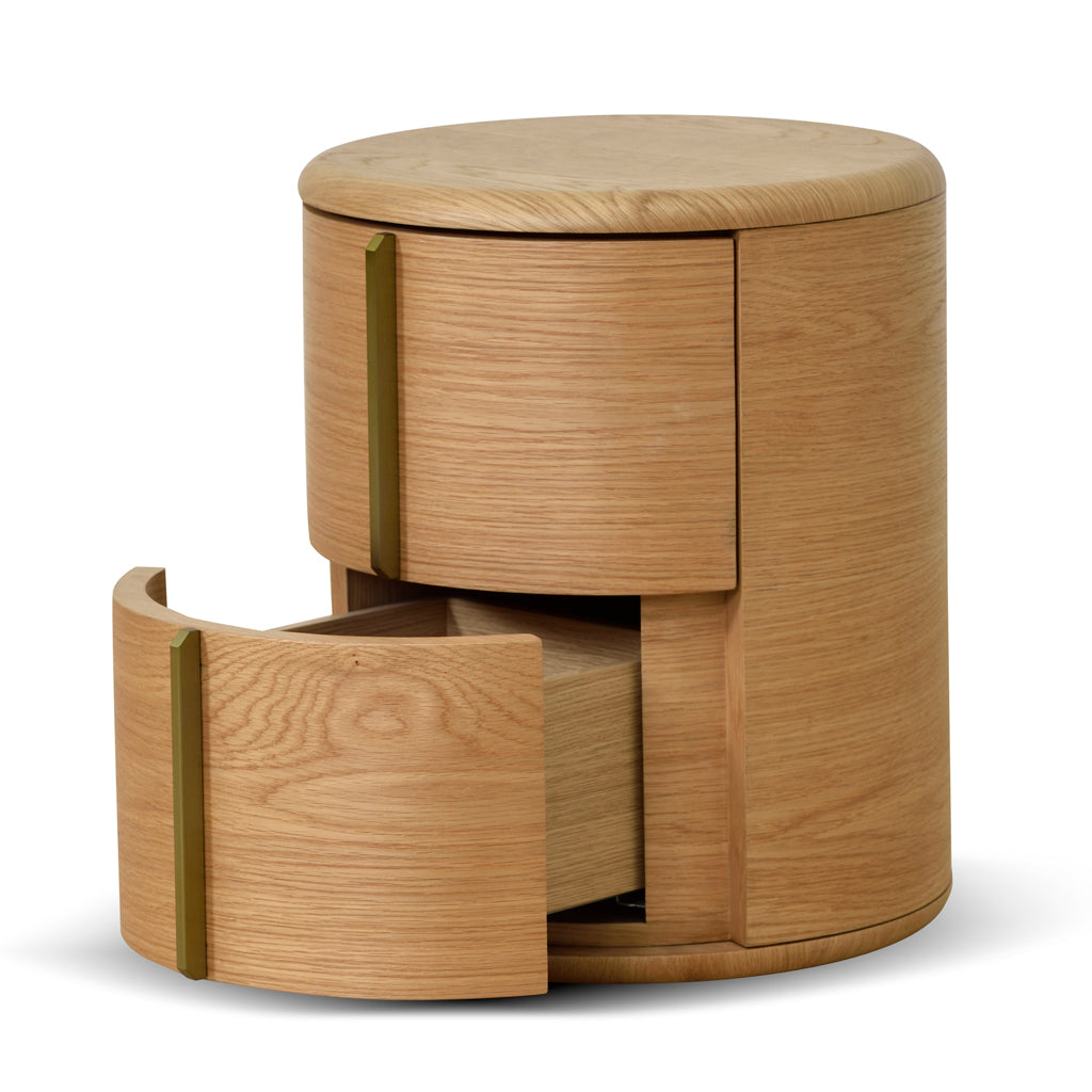Ex Display - Leonard 46cm Round Bedside Table - Natural Bedside Table Century-Core