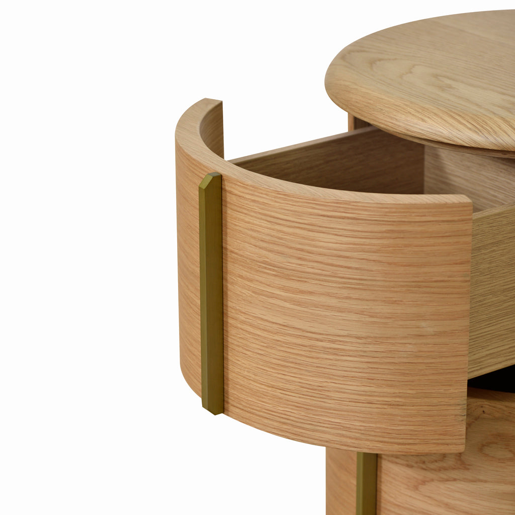 Ex Display - Leonard 46cm Round Bedside Table - Natural Bedside Table Century-Core