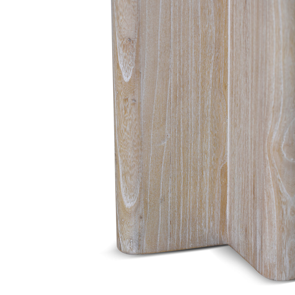 Ex Display - Agosti Travertine Marble Round Side Table - White Wash Side Table Nicki-Core