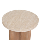 Agosti Travertine Marble Round Side Table - White Wash Side Table Nicki-Core