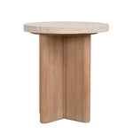 Agosti Travertine Marble Round Side Table - White Wash Side Table Nicki-Core