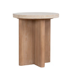 Agosti Travertine Marble Round Side Table - White Wash Side Table Nicki-Core
