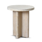 Agosti Travertine Marble Round Side Table - White Wash Side Table Nicki-Core   