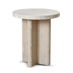 Ex Display - Agosti Travertine Marble Round Side Table - White Wash Side Table Nicki-Core