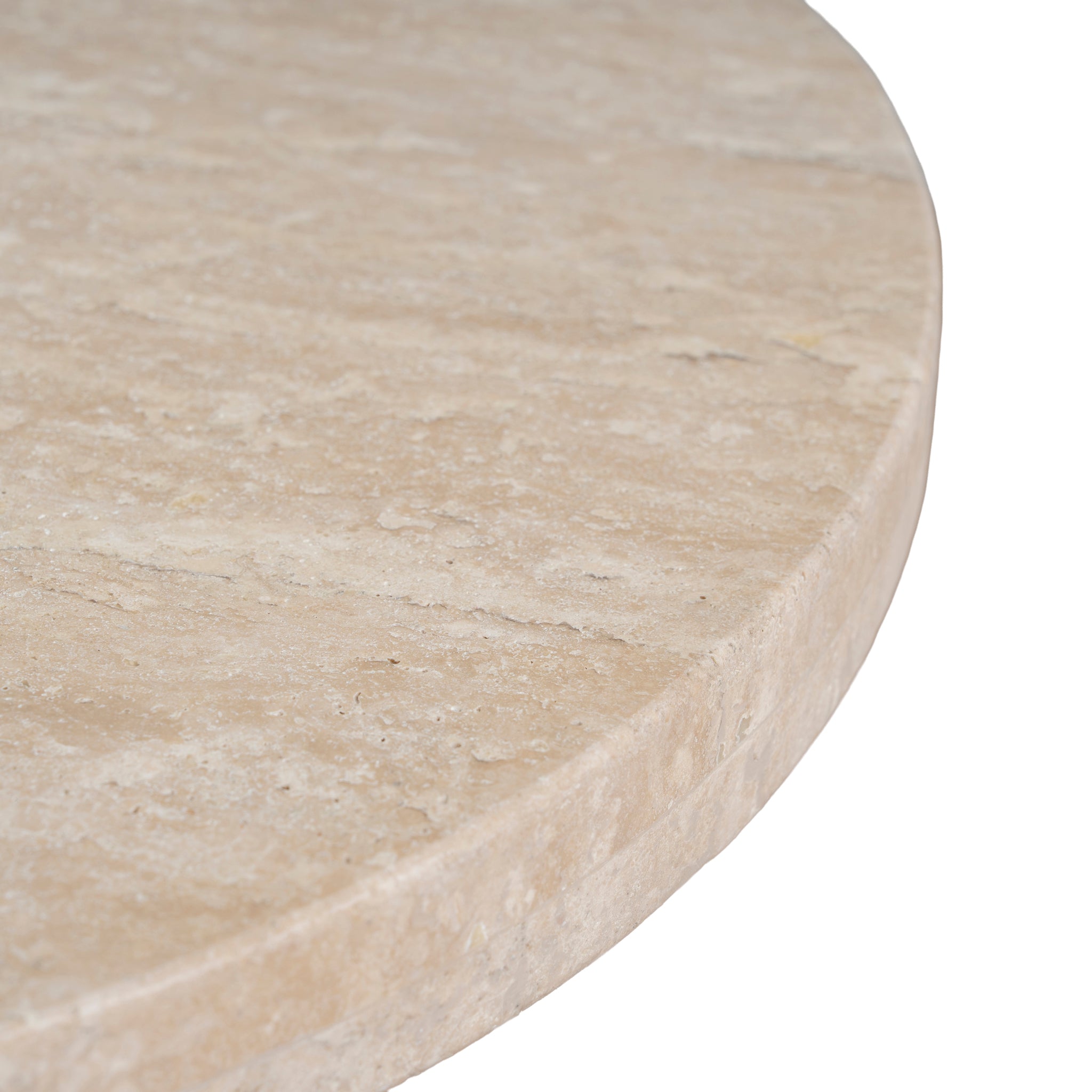 Agosti Travertine Marble Round Side Table - White Wash Side Table Nicki-Core