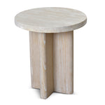 Ex Display - Agosti Travertine Marble Round Side Table - White Wash Side Table Nicki-Core