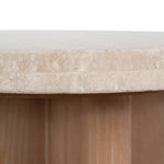Agosti Travertine Marble Round Side Table - White Wash Side Table Nicki-Core
