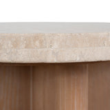 Agosti Travertine Marble Round Side Table - White Wash Side Table Nicki-Core