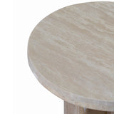 Ex Display - Agosti Travertine Marble Round Side Table - White Wash Side Table Nicki-Core
