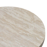 Ex Display - Agosti Travertine Marble Round Side Table - White Wash Side Table Nicki-Core