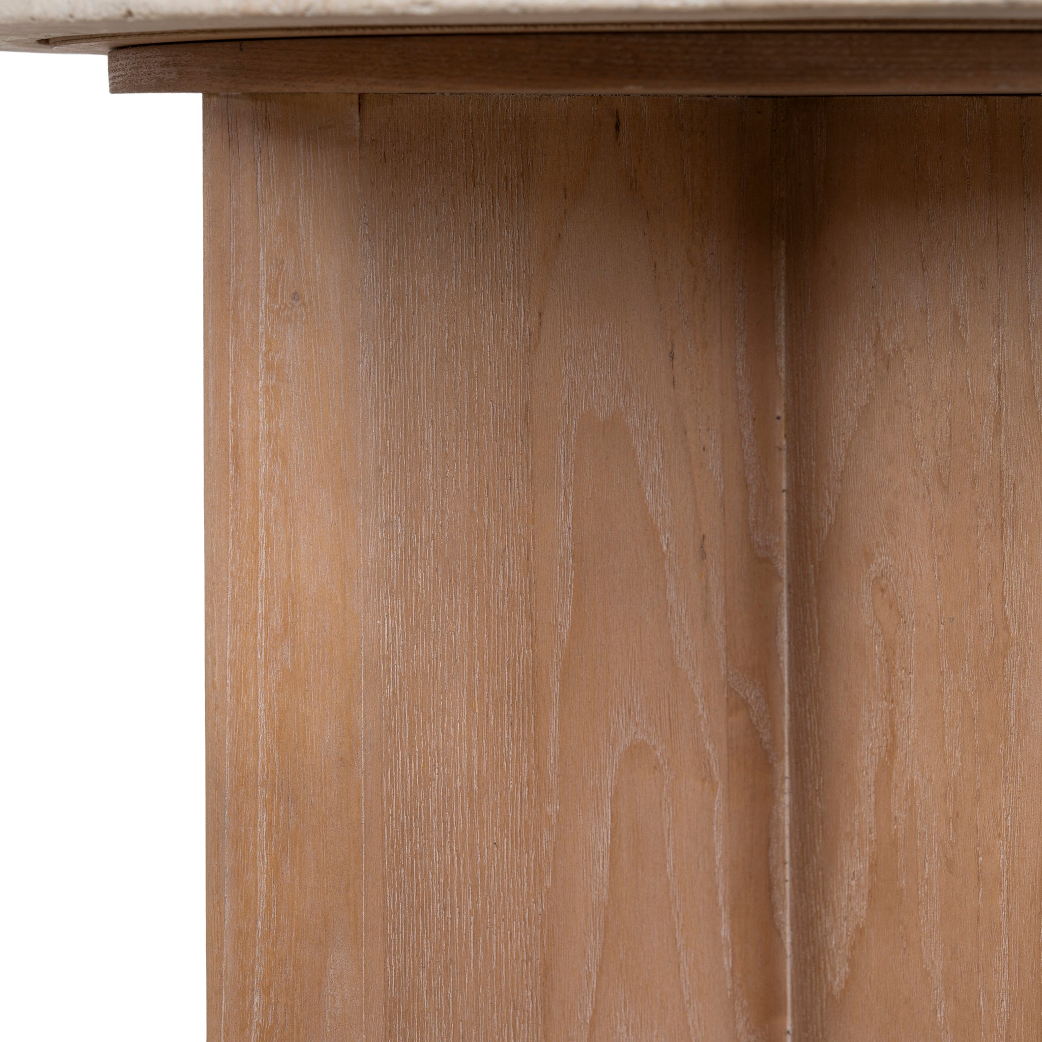 Agosti Travertine Marble Round Side Table - White Wash Side Table Nicki-Core