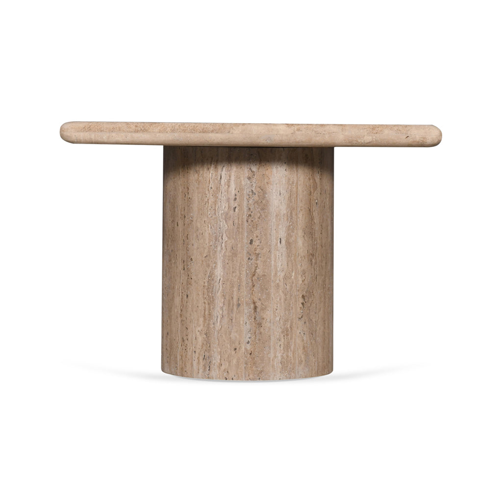 Ex Display - Costin 50cm Travertine Top Side Table - Natural Side Table Rebhi-Core