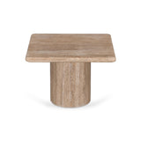 Ex Display - Costin 50cm Travertine Top Side Table - Natural Side Table Rebhi-Core