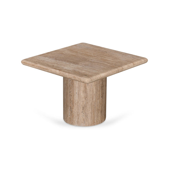 Costin 50cm Travertine Top Side Table - Natural Side Table Rebhi-Core   