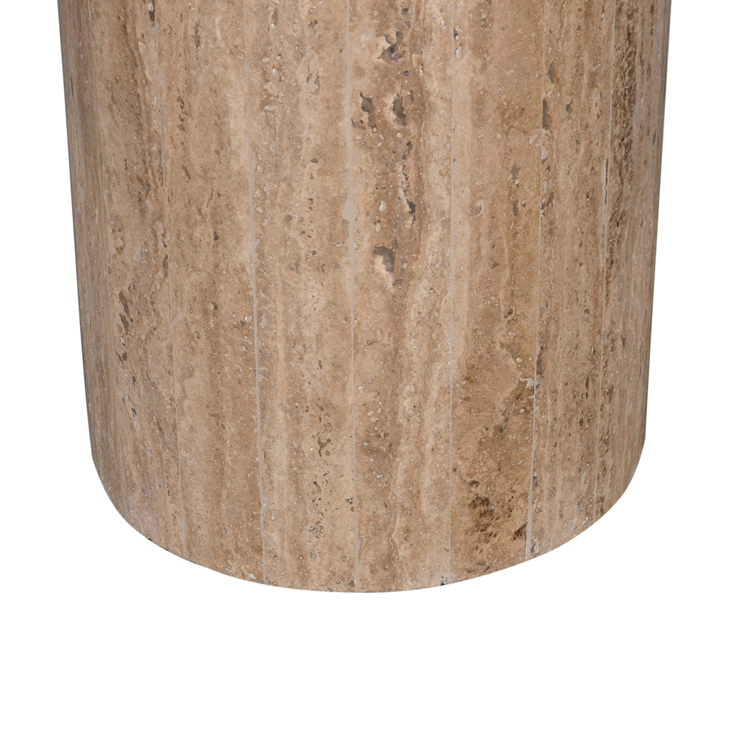 Ex Display - Costin 50cm Travertine Top Side Table - Natural Side Table Rebhi-Core