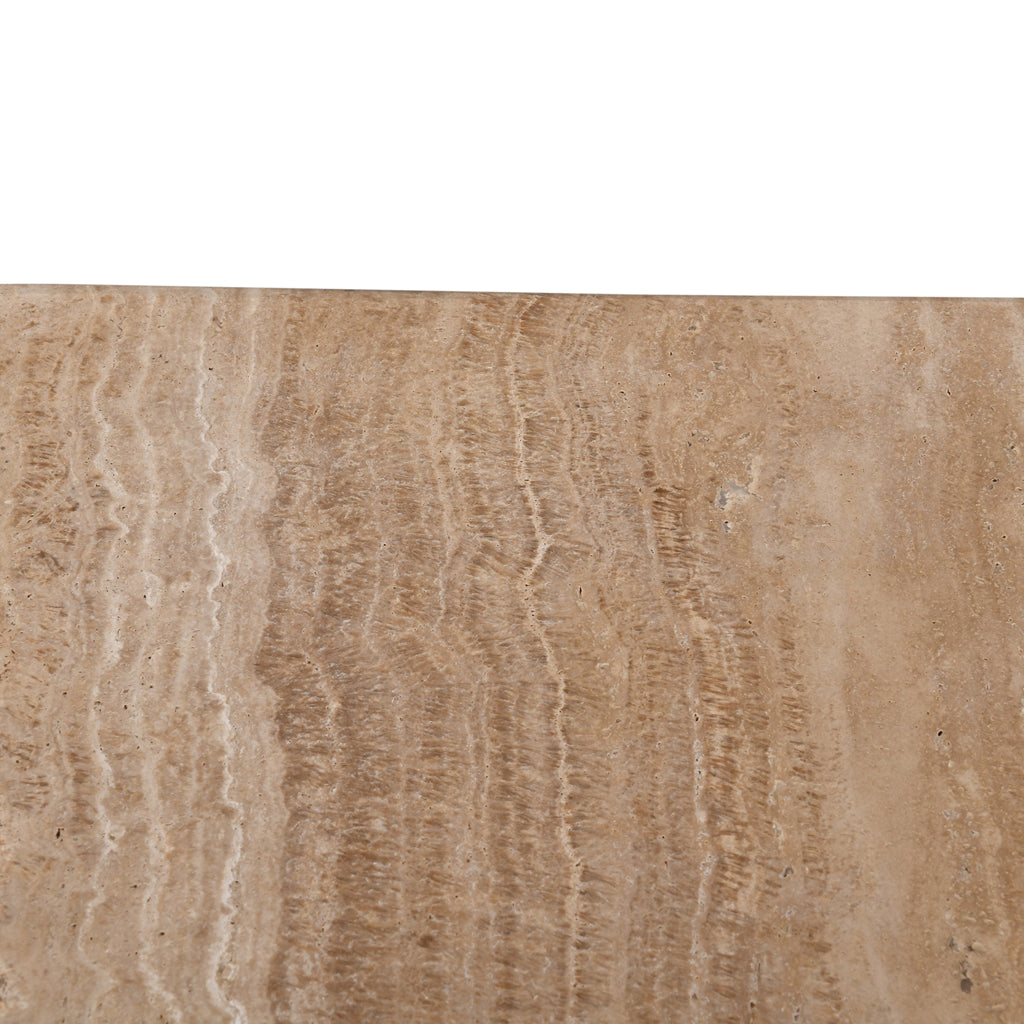 Ex Display - Costin 50cm Travertine Top Side Table - Natural Side Table Rebhi-Core