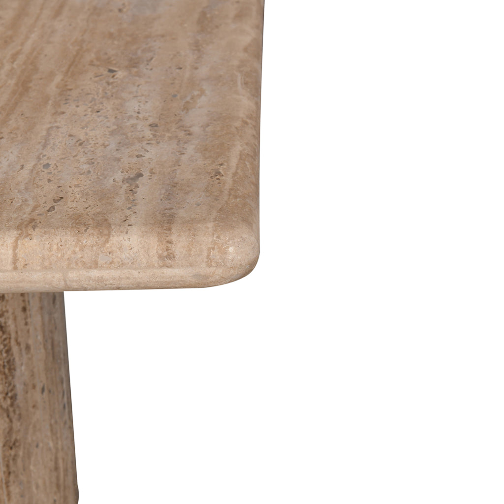 Ex Display - Costin 50cm Travertine Top Side Table - Natural Side Table Rebhi-Core