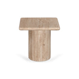Costin 42cm Travertine Top Side Table - Natural - Last One Side Table Rebhi-Core