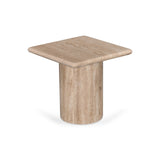 Costin 42cm Travertine Top Side Table - Natural - Last One Side Table Rebhi-Core