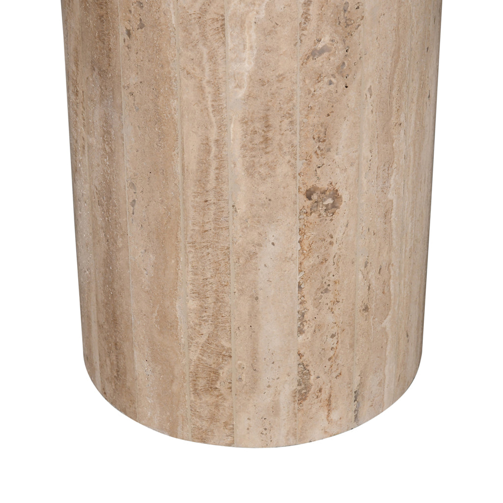 Costin 42cm Travertine Top Side Table - Natural - Last One Side Table Rebhi-Core