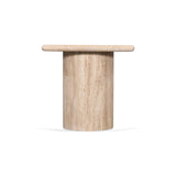 Costin 42cm Travertine Top Side Table - Natural - Last One Side Table Rebhi-Core