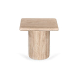 Costin 42cm Travertine Top Side Table - Natural - Last One Side Table Rebhi-Core