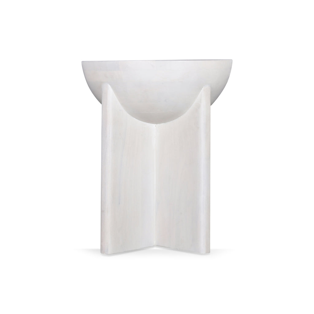 Ex Display - Savio 40cm Round Side Table - Cafe White Side Table Rebhi-Core