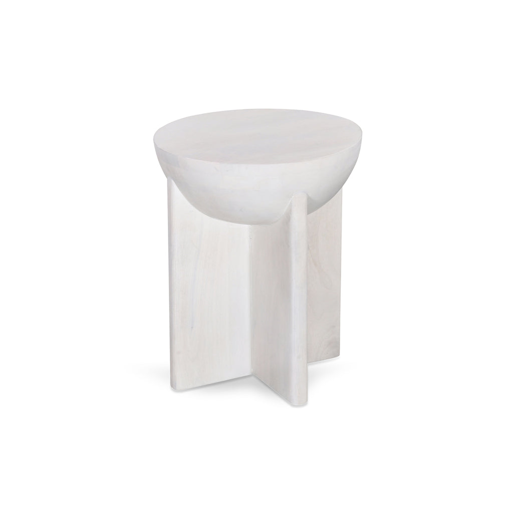Ex Display - Savio 40cm Round Side Table - Cafe White Side Table Rebhi-Core