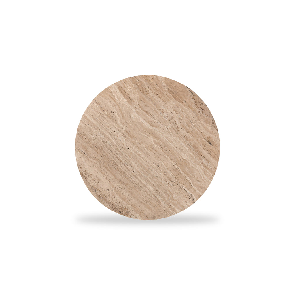Ex Display - Sanya 45cm Travertine Top Round Side Table Side Table Rebhi-Core