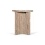 Ex Display - Sanya 45cm Travertine Top Round Side Table Side Table Rebhi-Core