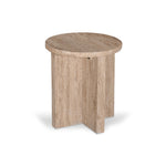 Ex Display - Sanya 45cm Travertine Top Round Side Table Side Table Rebhi-Core
