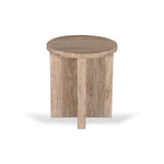 Ex Display - Sanya 45cm Travertine Top Round Side Table Side Table Rebhi-Core