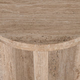 Ex Display - Sanya 45cm Travertine Top Round Side Table Side Table Rebhi-Core