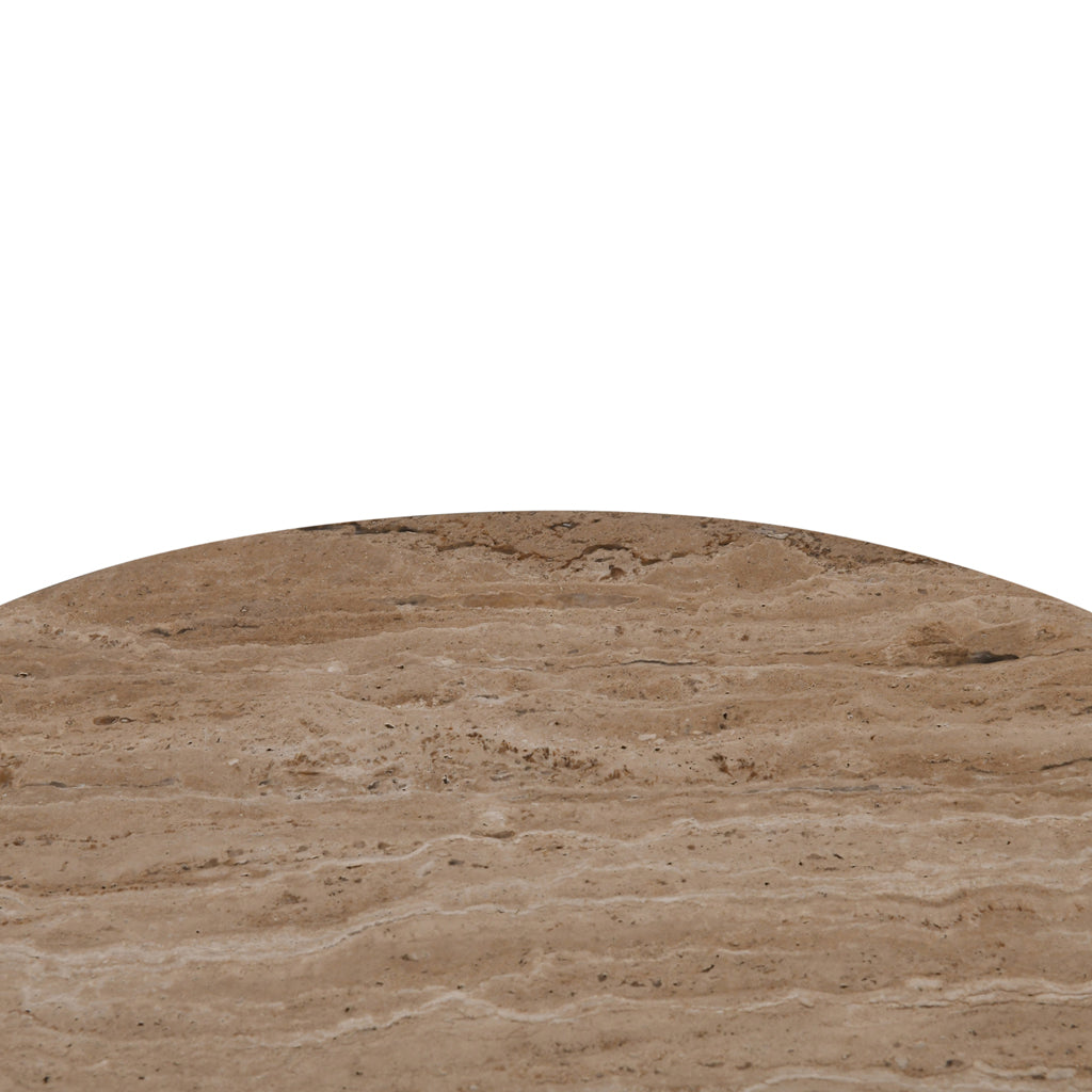 Ex Display - Sanya 45cm Travertine Top Round Side Table Side Table Rebhi-Core