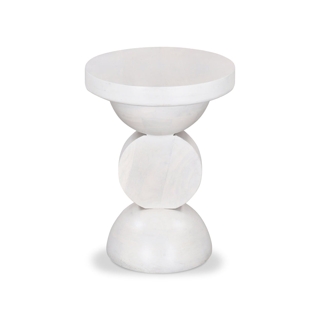 Ex Display - Dima 38cm Round Side Table - Cafe White Side Table Rebhi-Core