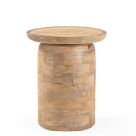 Urbina 40cm Travertine Top Side Table - Natural Side Table Rebhi-Core