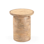 Urbina 40cm Travertine Top Side Table - Natural Side Table Rebhi-Core