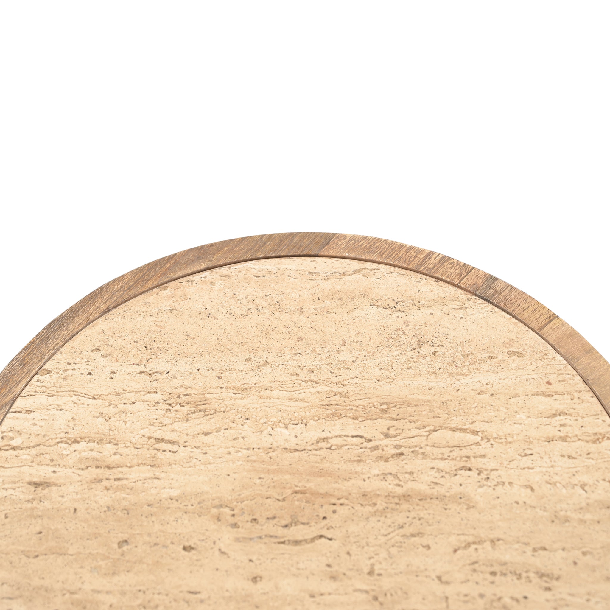 Urbina 40cm Travertine Top Side Table - Natural Side Table Rebhi-Core